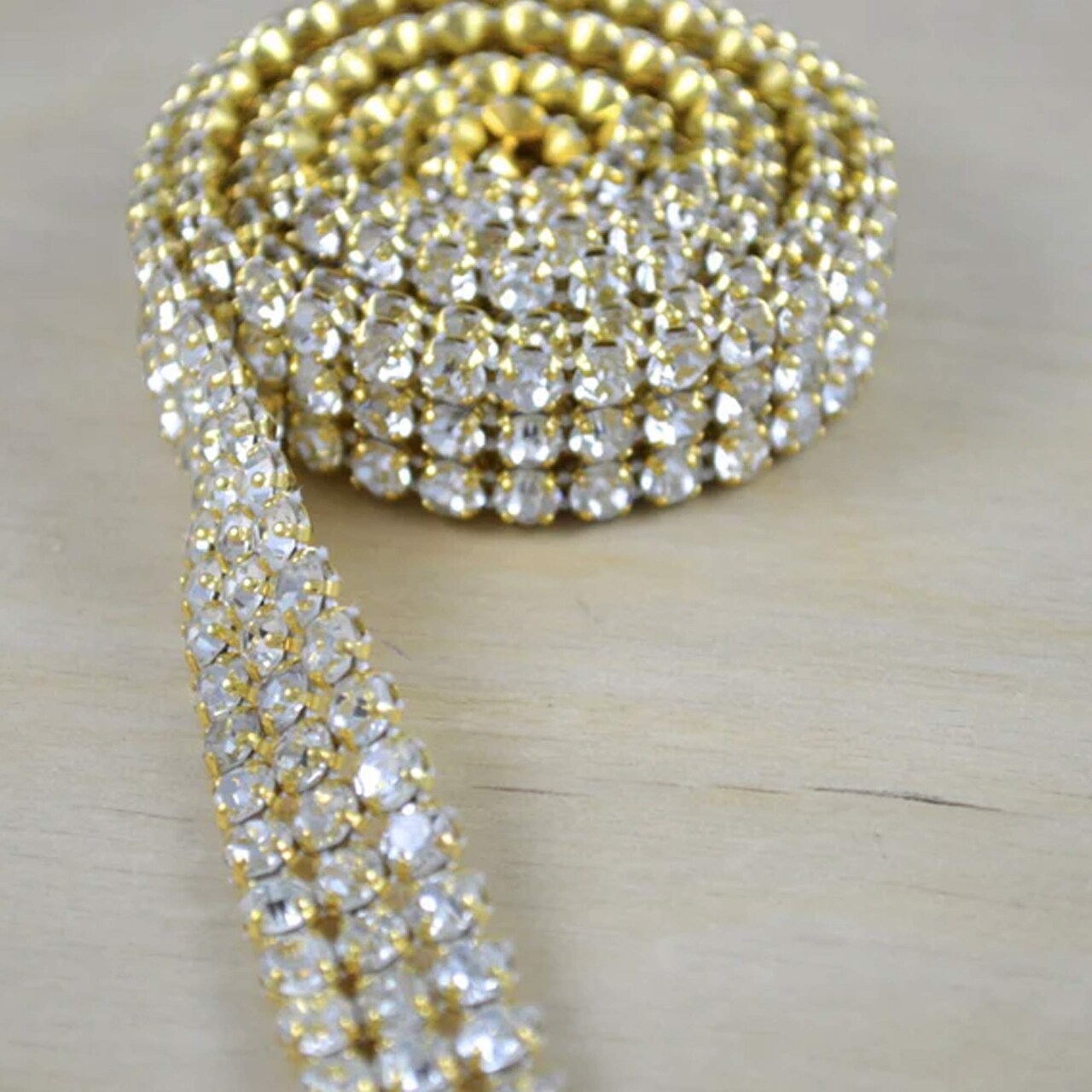 1 Yard 3/4" Gold Banded Sparkling Rhinestone Trim – Mesh Ribbon for Wedding Decor